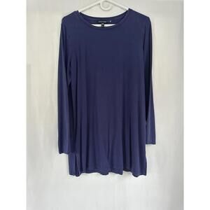 Eileen Fisher Long Sleeve Navy Blue purple Tunic Top Medium